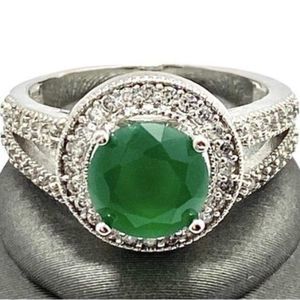 2.15 ctw Emerald and White Sapphire Ring